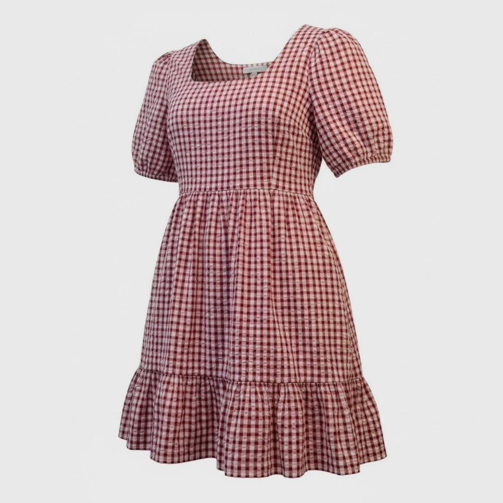 LOFT Red Checkered Gingham Woman’s Mini Dress 14